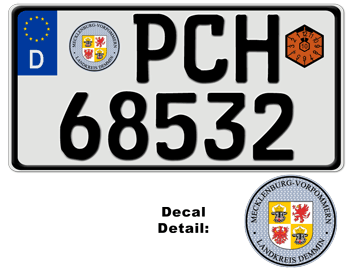 GERMAN LICENSE PLATE MECKLENBURG-VORPOMMERN USA SIZE -