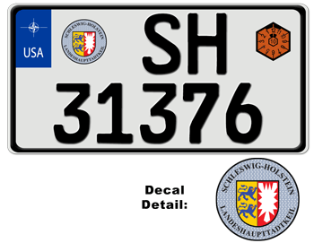 GERMAN LICENSE PLATE SCHELSWIG/HOLSTEIN USA SIZE