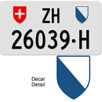 SWITZERLAND(ZURICH)  SWISS SQUARE LICENSE PLATE --