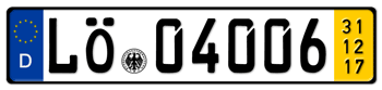 GERMAN TEMPORARY LICENSE PLATE 2017 ISSUED FROM JANUARY 1, 1994 TO PRESENT