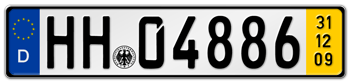 GERMAN TEMPORARY LICENSE  PLATE ISSUED FROM JANUARY 1, 1994 TO PRESENT -