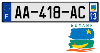 FRANCE REGION (GUYANE/FRENCH GUIANA) 2009 ISSUE EURO (EEC) LICENSE PLATE PERFECT FOR YOUR BUGATTI, Citroën, RENAULT, PEUGEOT, OR SIMCA --