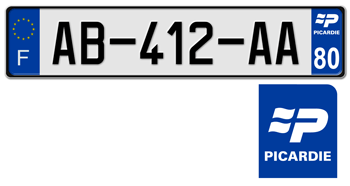 FRANCE REGION (PICARDIE) 2009 ISSUE EURO (EEC) LICENSE PLATE PERFECT FOR YOUR BUGATTI, Citroën, RENAULT, PEUGEOT, OR SIMCA --