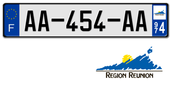 FRANCE REGION (Réunion) 2009 ISSUE EURO (EEC) LICENSE PLATE PERFECT FOR YOUR BUGATTI, Citroën, RENAULT, PEUGEOT, OR SIMCA --