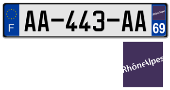 FRANCE REGION (RHONE-ALPES) 2009 ISSUE EURO (EEC) LICENSE PLATE PERFECT FOR YOUR BUGATTI, Citroën, RENAULT, PEUGEOT, OR SIMCA --