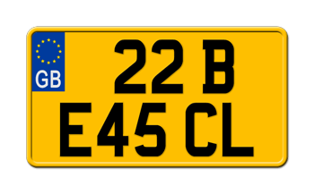 GREAT BRITAIN EURO (EEC) REXLEX YELLOW MOTORCYCLE LICENSE  PLATE ISSUED FROM JANUARY 1, 2007 TO PRESENT -