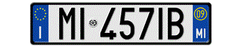 ITALY FRONT LICENSE PLATE - PROVINCE OF MILAN (MI) EURO (EEC) WITH REGISTRATION DATE 09 -   PERFECT FOR YOUR FIAT, LAMBORGHINI, BUGATTI, OR ALFA ROMEO --