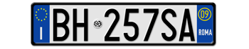 ITALY FRONT LICENSE  PLATE - PROVINCE OF ROME (ROMA) EURO (EEC) - WITH REGISTRATION DATE 09 - PERFECT FOR YOUR FIAT, LAMBORGHINI, BUGATTI, OR ALFA ROMEO --