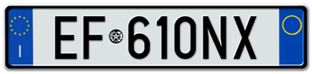 ITALY -  EURO (EEC) REAR LICENSE  PLATE. PERFECT FOR YOUR FIAT, LAMBORGHINI, BUGATTI, OR ALFA ROMEO --