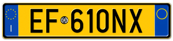 ITALY -  EURO (EEC) REAR LICENSE  PLATE. PERFECT FOR YOUR FIAT, LAMBORGHINI, BUGATTI, OR ALFA ROMEO