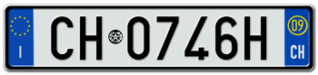 ITALY - PROVINCE OF CHIETI (CH) EURO (EEC) REAR LICENSE  PLATE  WITH REGISTRATION DATE 09. PERFECT FOR YOUR FIAT, LAMBORGHINI, BUGATTI, OR ALFA ROMEO