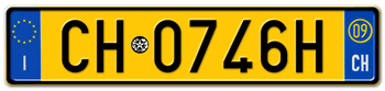 ITALY - PROVINCE OF CHIETI (CH) EURO (EEC) REAR LICENSE  PLATE  WITH REGISTRATION DATE 09. PERFECT FOR YOUR FIAT, LAMBORGHINI, BUGATTI, OR ALFA ROMEO --