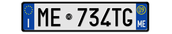 ITALY FRONT LICENSE PLATE - PROVINCE OF MESSINA (ME) EURO (EEC) WITH REGISTRATION DATE 09 -   PERFECT FOR YOUR FIAT, LAMBORGHINI, BUGATTI, OR ALFA ROMEO --