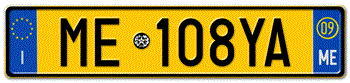 ITALY - PROVINCE OF MESSINA (ME) EURO (EEC) REAR LICENSE  PLATE  WITH REGISTRATION DATE 09. PERFECT FOR YOUR FIAT, LAMBORGHINI, BUGATTI, OR ALFA ROMEO