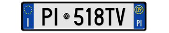 ITALY FRONT LICENSE PLATE - PROVINCE OF PISA (PI) EURO (EEC) WITH REGISTRATION DATE 09 -   PERFECT FOR YOUR FIAT, LAMBORGHINI, BUGATTI, OR ALFA ROMEO --