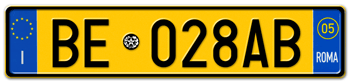 ITALY - PROVINCE OF ROME (ROMA) EURO (EEC) REAR LICENSE  PLATE  WITH REGISTRATION DATE 05. PERFECT FOR YOUR FIAT, LAMBORGHINI, BUGATTI, OR ALFA ROMEO