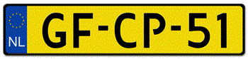 THE NETHERLANDS (HOLLAND) EURO (EEC) LICENSE  PLATE  --