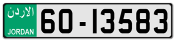 JORDAN LORRY LICENSE  PLATE  --