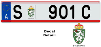 AUSTRIA(STYRIA) LICENSE  PLATE EURO (EEC)--