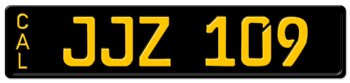 CALIFORNIA BLACK AND YELLOW EUROPEAN STYLE LICENSE PLATE