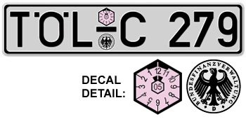 GERMAN EURO LICENSE  PLATE ISSUED BETWEEN JULY 1989 TO DECEMBER 1993 -