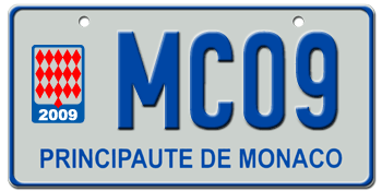 MONACO 2009 EURO LICENSE  PLATE --