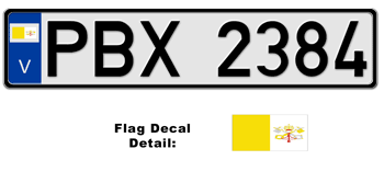 VATICAN CITY EUROSTYLE LICENSE  PLATE  --