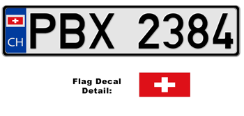 SWITZERLAND  (SWISS) EUROSTYLE LICENSE  PLATE  --