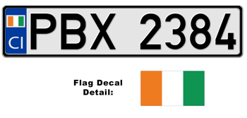 IVORY COAST EUROSTYLE LICENSE  PLATE  --