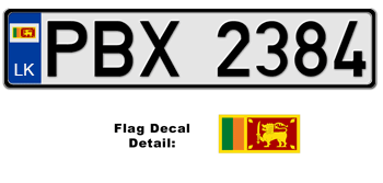 SRI LANKA EUROSTYLE LICENSE  PLATE  --