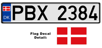 DENMARK EUROSTYLE LICENSE  PLATE  --