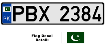PAKISTAN EUROSTYLE LICENSE  PLATE  --