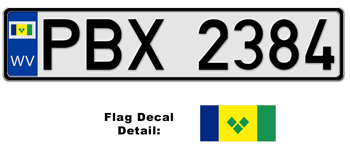 SAINT VINCENT EUROSTYLE LICENSE  PLATE  --