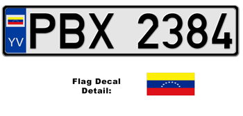 VENEZUELA EUROSTYLE LICENSE  PLATE  --