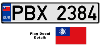 BURMA-MYANMAR EUROSTYLE LICENSE  PLATE  --