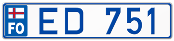 FAEROE ISLANDS EUROSTYLE LICENSE  PLATE  --