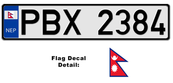 NEPAL EUROSTYLE LICENSE  PLATE  --
