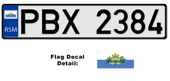 SAN MARINO EUROSTYLE LICENSE  PLATE  --