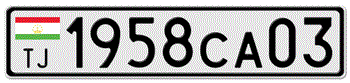 TAJIKISTAN LICENSE  PLATE  --