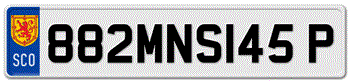 SCOTLAND SHIELD EURO 11 CHARACTER FRONT LICENSE PLATE -