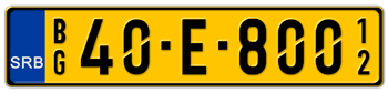 SERBIA EURO LICENSE  PLATE WITH CODE AND YEAR --