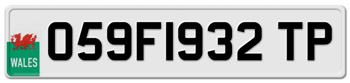 WALES EURO 11 CHARACTER FRONT LICENSE PLATE  --