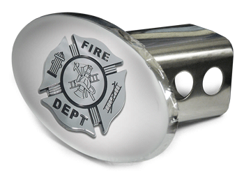 FIRE DEPT BLACK EMBLEM 3D TRAILER HITCH COVER