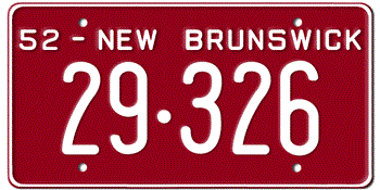 1952 NEW BRUNSWICK LICENSE PLATE -
