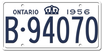 1956 ONTARIO LICENSE PLATE -