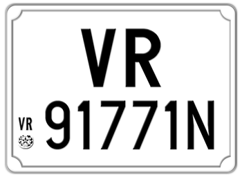 ITALY EURO SQUARE LICENSE PLATE PROVINCE OF VERONA ISSUED BETWEEN 1977 TO 1994. -