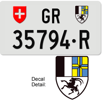 SWITZERLAND(Graubünden) SWISS SQUARE LICENSE PLATE --