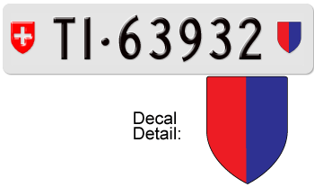 SWITZERLAND(TICINO) SWISS LICENSE PLATE --
