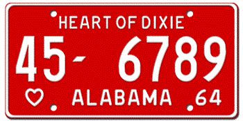 1964 ALABAMA STATE LICENSE PLATE -