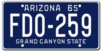 1965 ARIZONA STATE LICENSE PLATE--